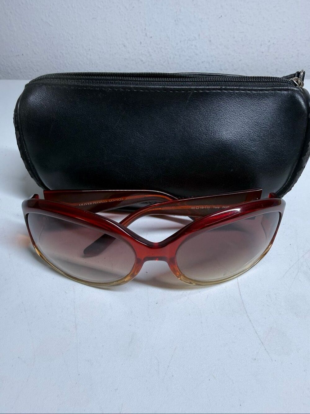 OLIVER PEOPLES Tara Jeweled RGR Vintage Red Brown Gradient Sunglasses